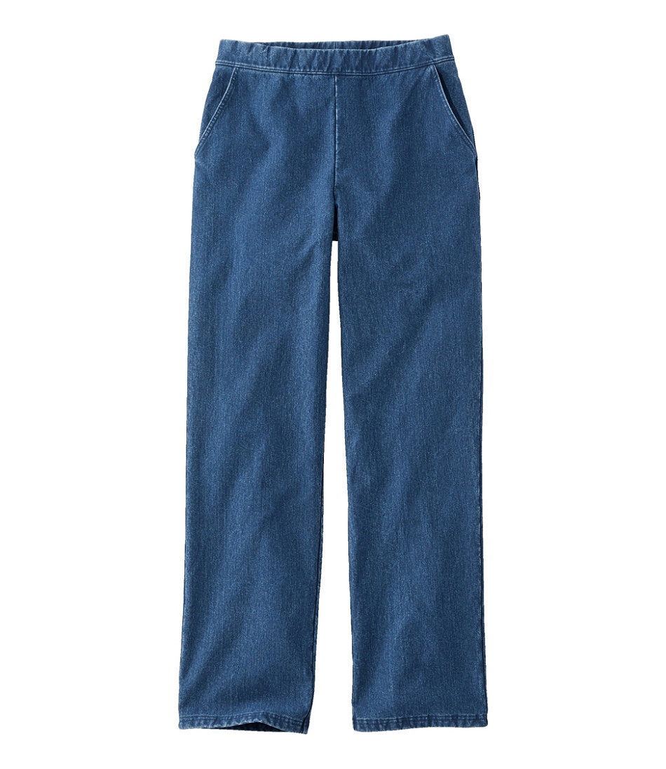 Denim Straight-Leg Fleece-Backed Women's Perfect Fit Pants