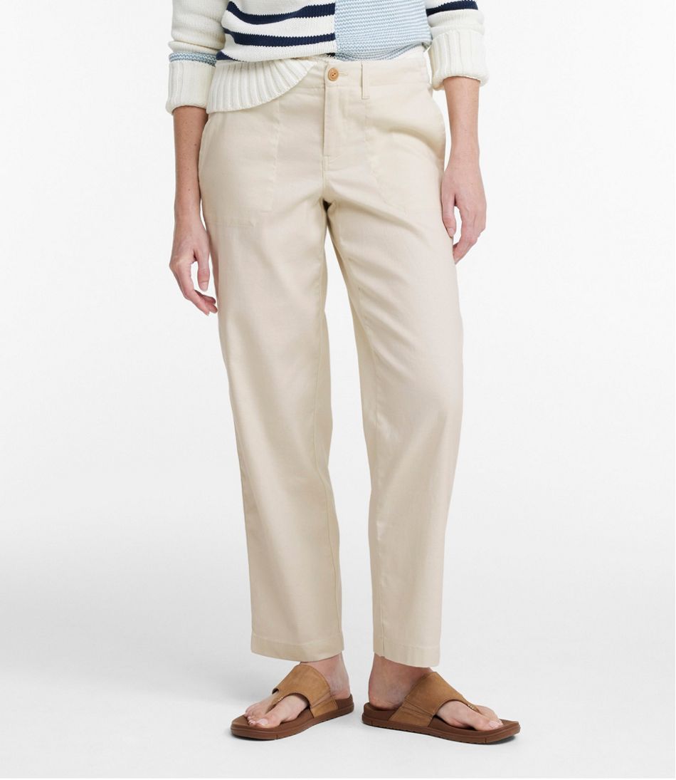 High-Rise Ankle Women's Comfort Stretch Cotton/Linen Pants