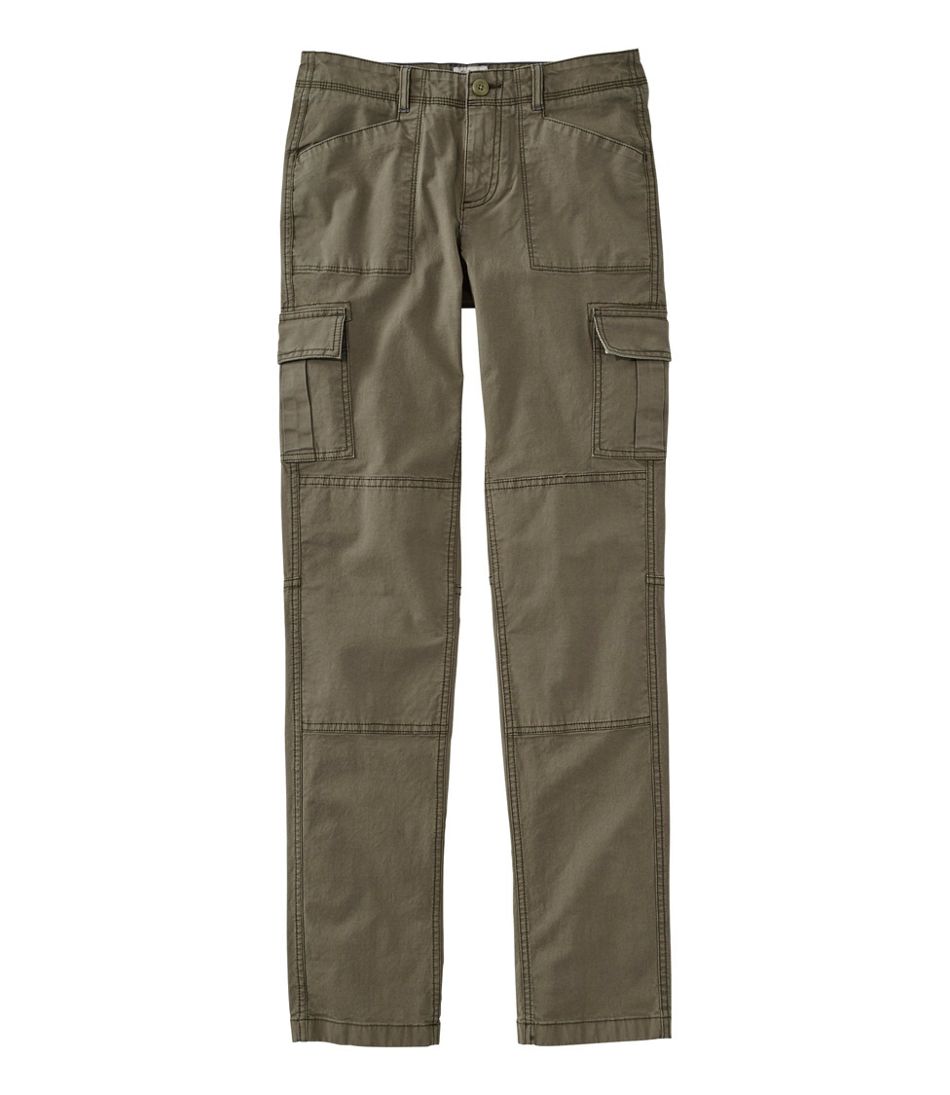 Women's Stretch Canvas Cargo Pants Mid-Rise Straight-Leg