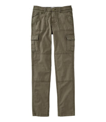 Women's Stretch Canvas Cargo Pants Mid-Rise Straight-Leg