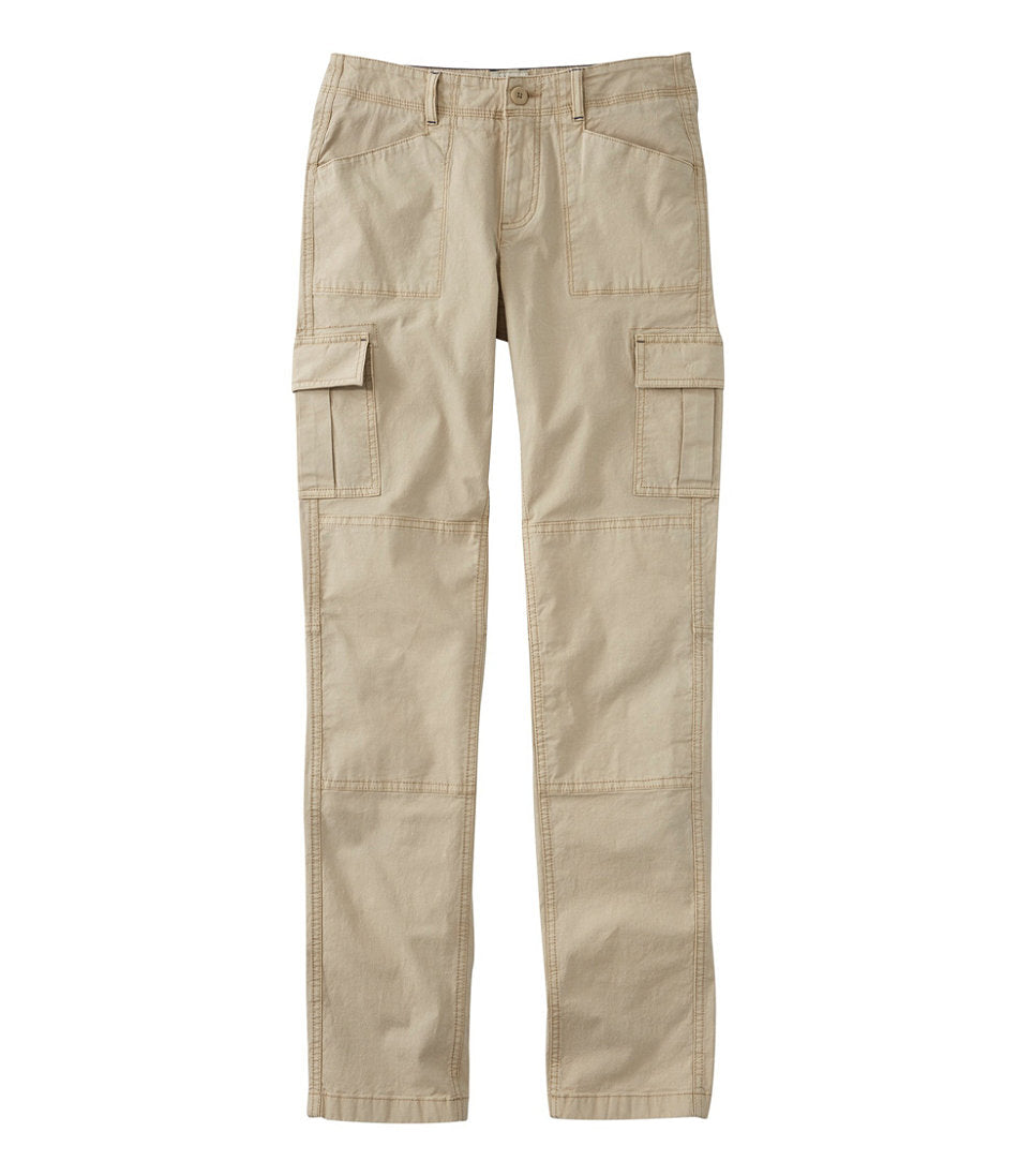 Women's Stretch Canvas Cargo Pants Mid-Rise Straight-Leg