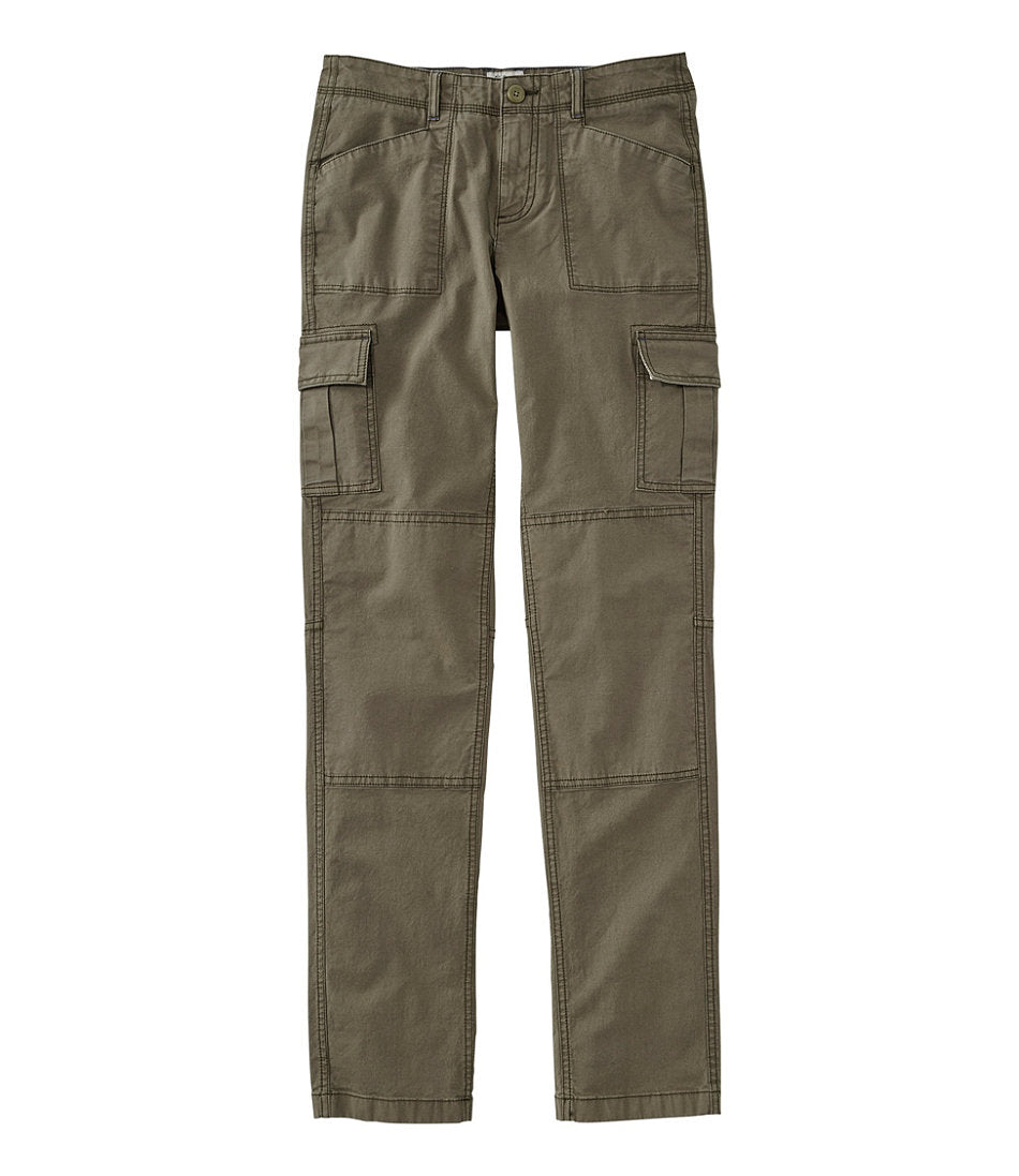 Women's Stretch Canvas Cargo Pants Mid-Rise Straight-Leg