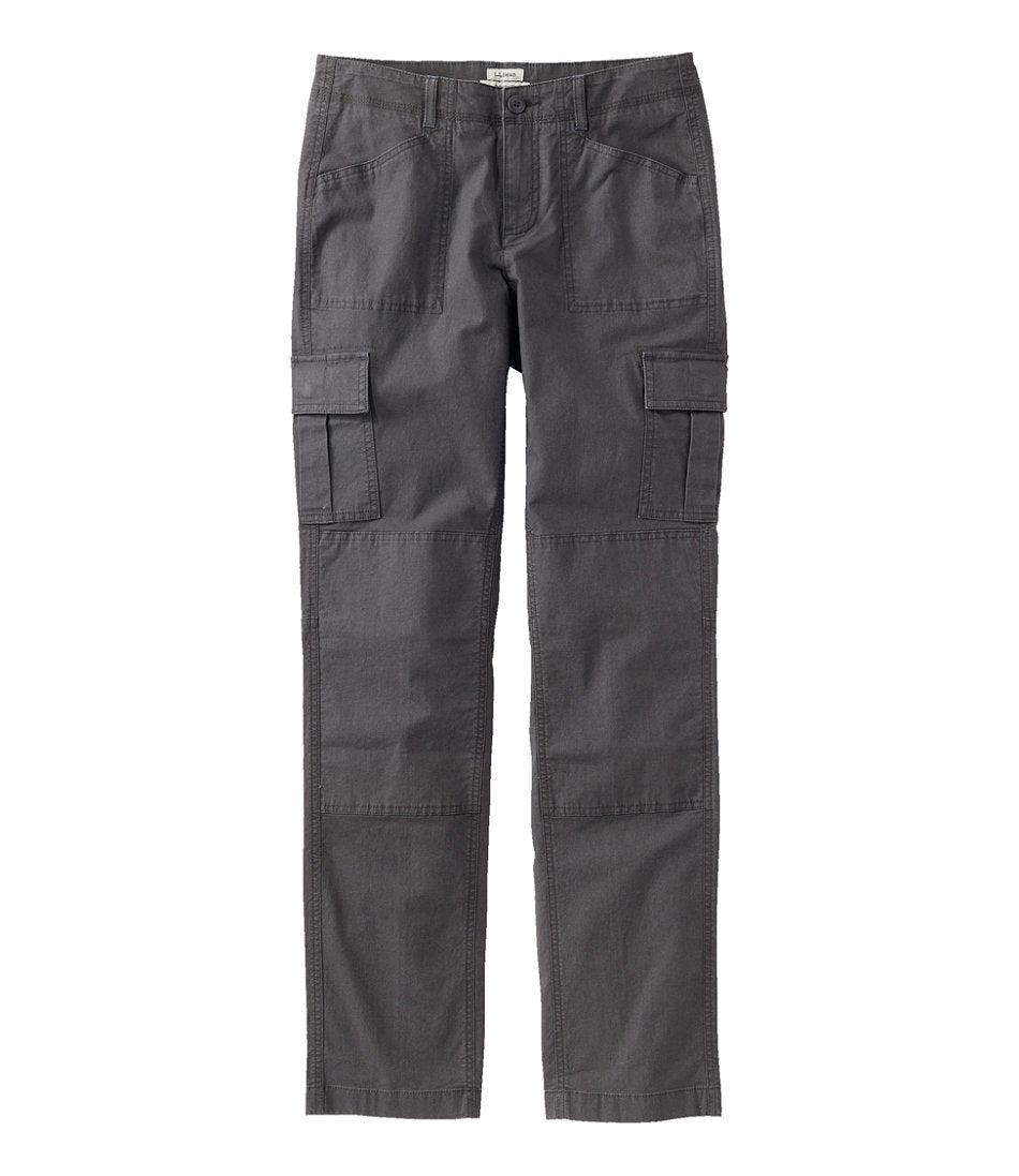Women's Stretch Canvas Cargo Pants Mid-Rise Straight-Leg