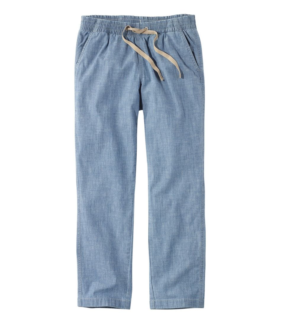 Women's Lakewashed Pull-On Chinos Mid-Rise Chambray Ankle Pants
