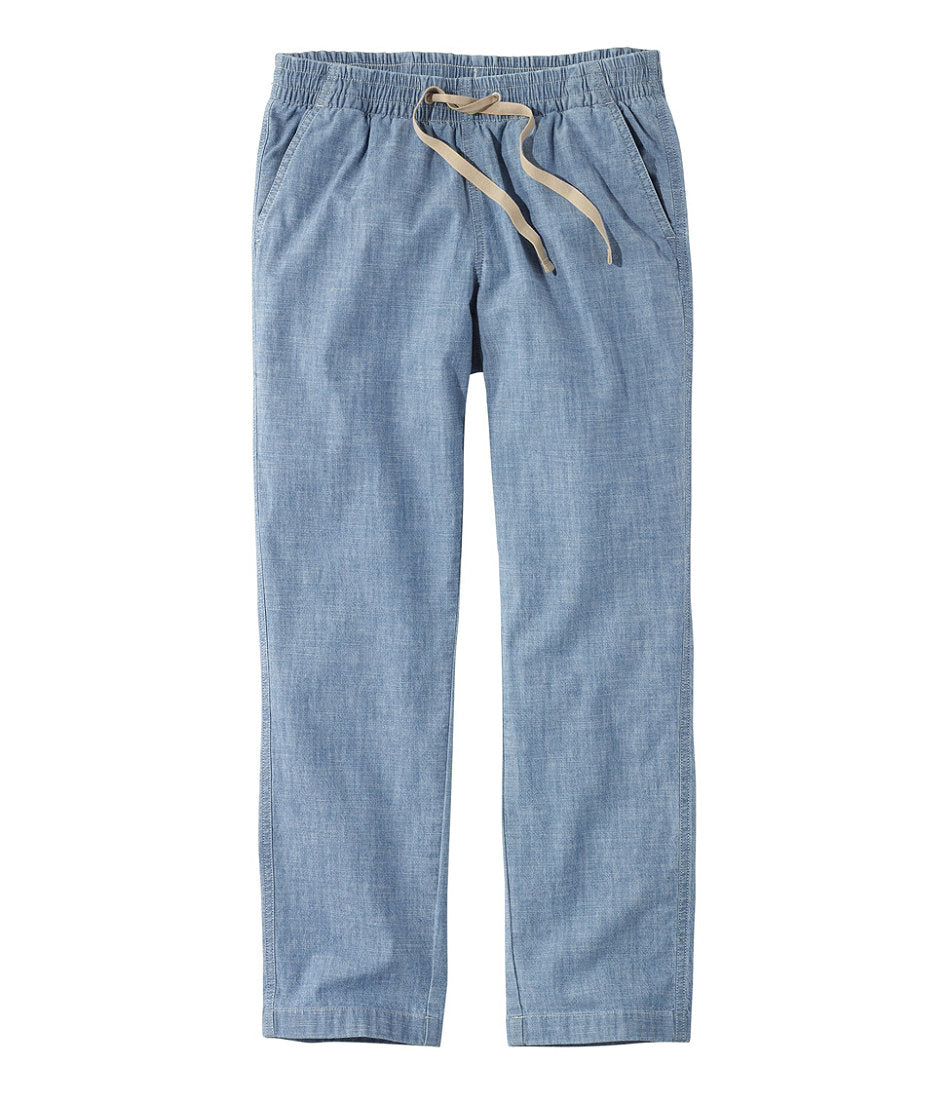 Women's Lakewashed Pull-On Chinos Mid-Rise Chambray Ankle Pants