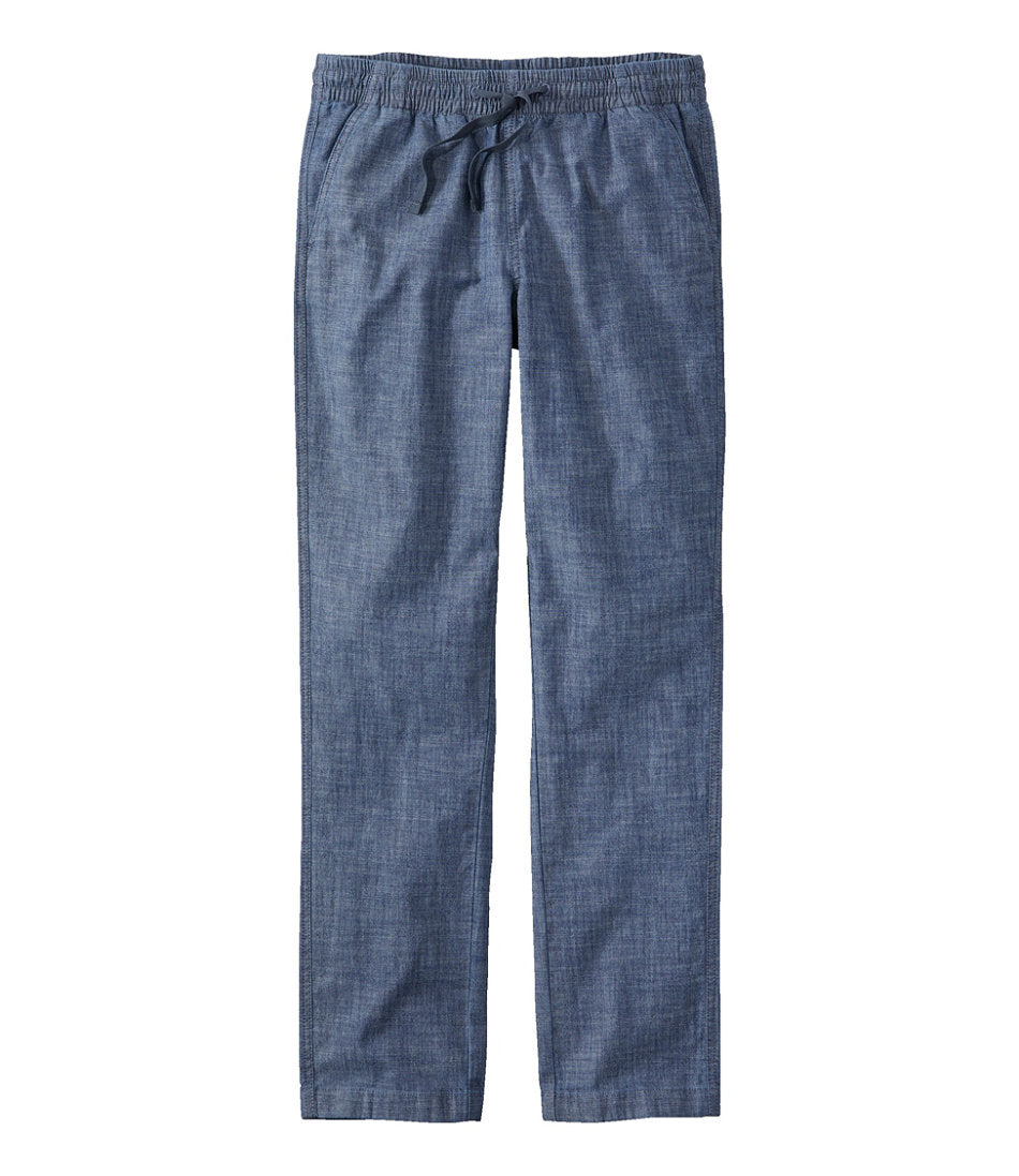 Women's Lakewashed Pull-On Chinos Mid-Rise Chambray Ankle Pants