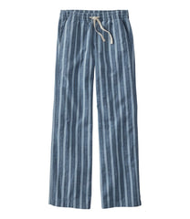 Mid-Rise Wide-Leg Stripe Chambray Women's Lakewashed Pull-On Chinos