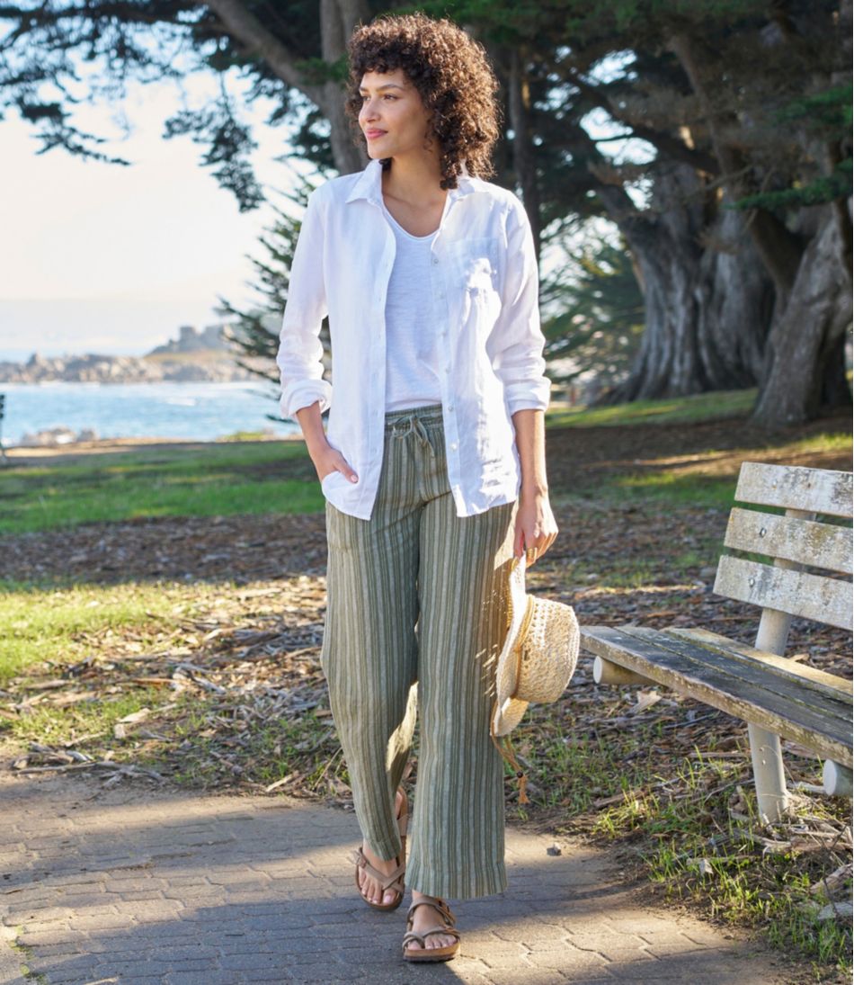 Stripe Women's Premium Washable Linen Pull-On Pants