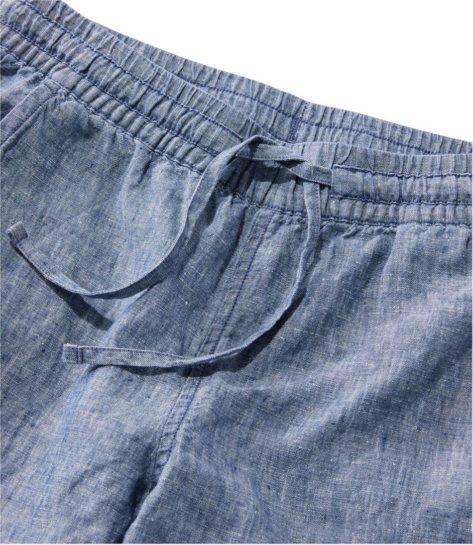 Mid-Rise Tapered-Leg Women's Premium Linen Pull-On Ankle Pants