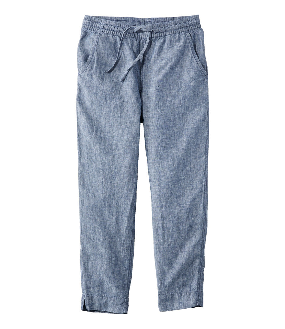 Mid-Rise Tapered-Leg Women's Premium Linen Pull-On Ankle Pants
