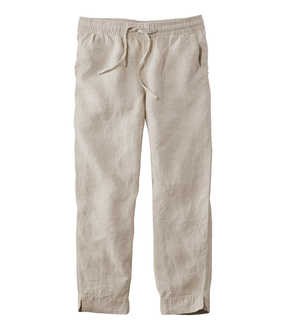 Mid-Rise Tapered-Leg Women's Premium Linen Pull-On Ankle Pants