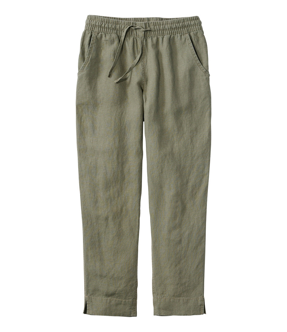Mid-Rise Tapered-Leg Women's Premium Linen Pull-On Ankle Pants