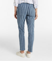 Mid-Rise Tapered-Leg Chambray Ankle Pants Women's Lakewashed Pull-On Chinos