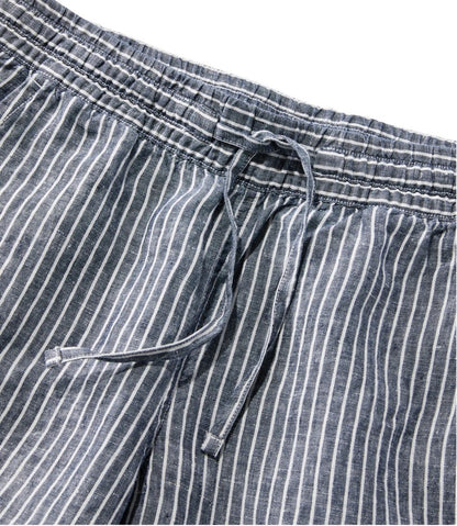Women's Premium Linen Pull-On Ankle Pants, Mid-Rise Tapered-Leg Stripe