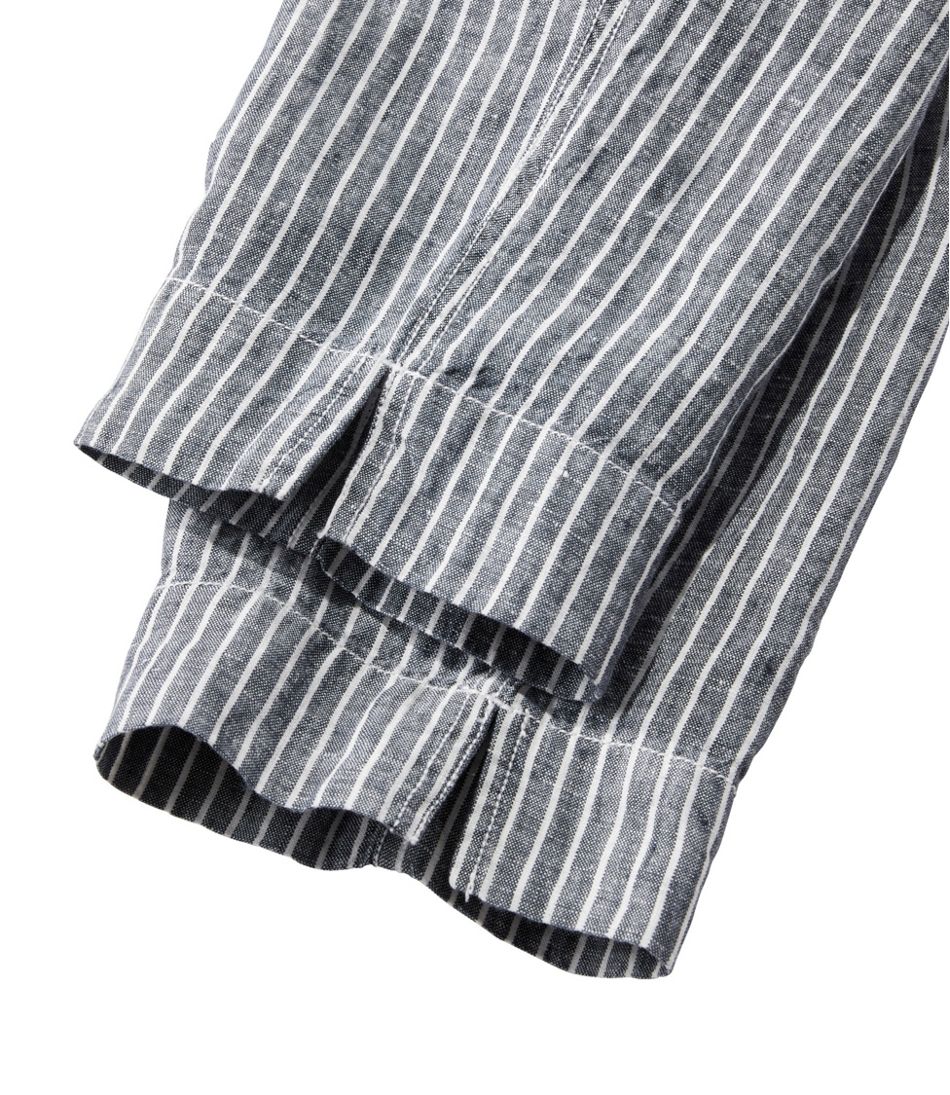 Mid-Rise Tapered-Leg Stripe Women's Premium Linen Pull-On Ankle Pants
