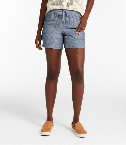 Women's Premium Washable Linen Shorts, Mid-Rise 6"