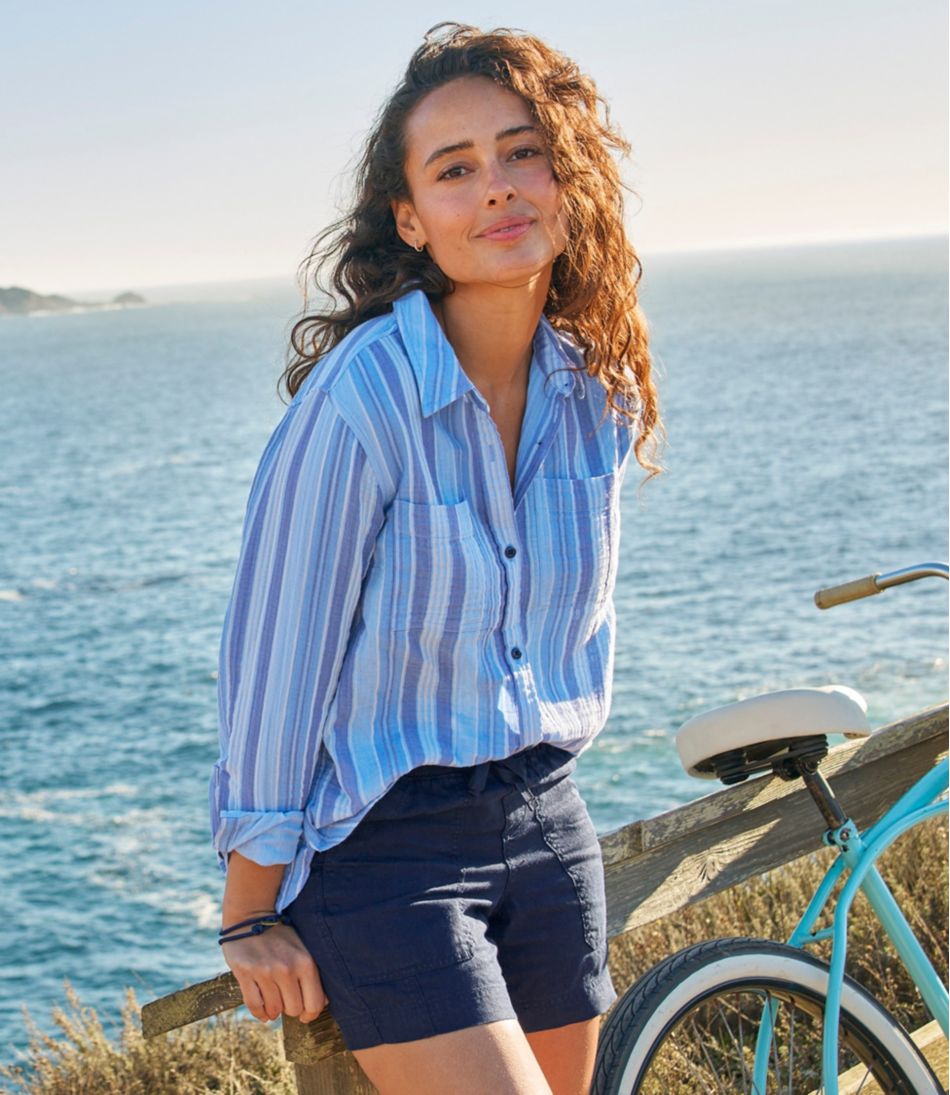 Mid-Rise 6" Women's Premium Washable Linen Shorts