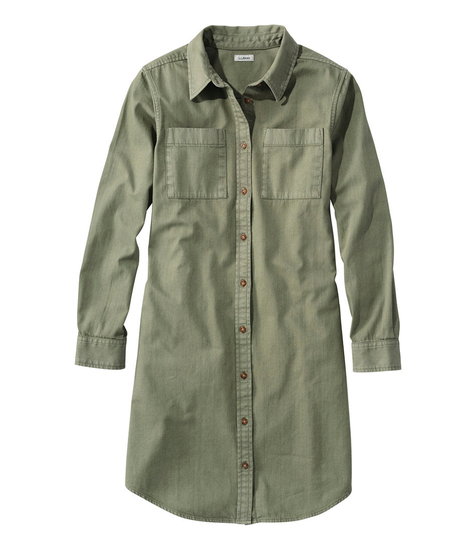 Women's L.L. Bean Heritage Washed Denim Shirt Dress Garment-Dye