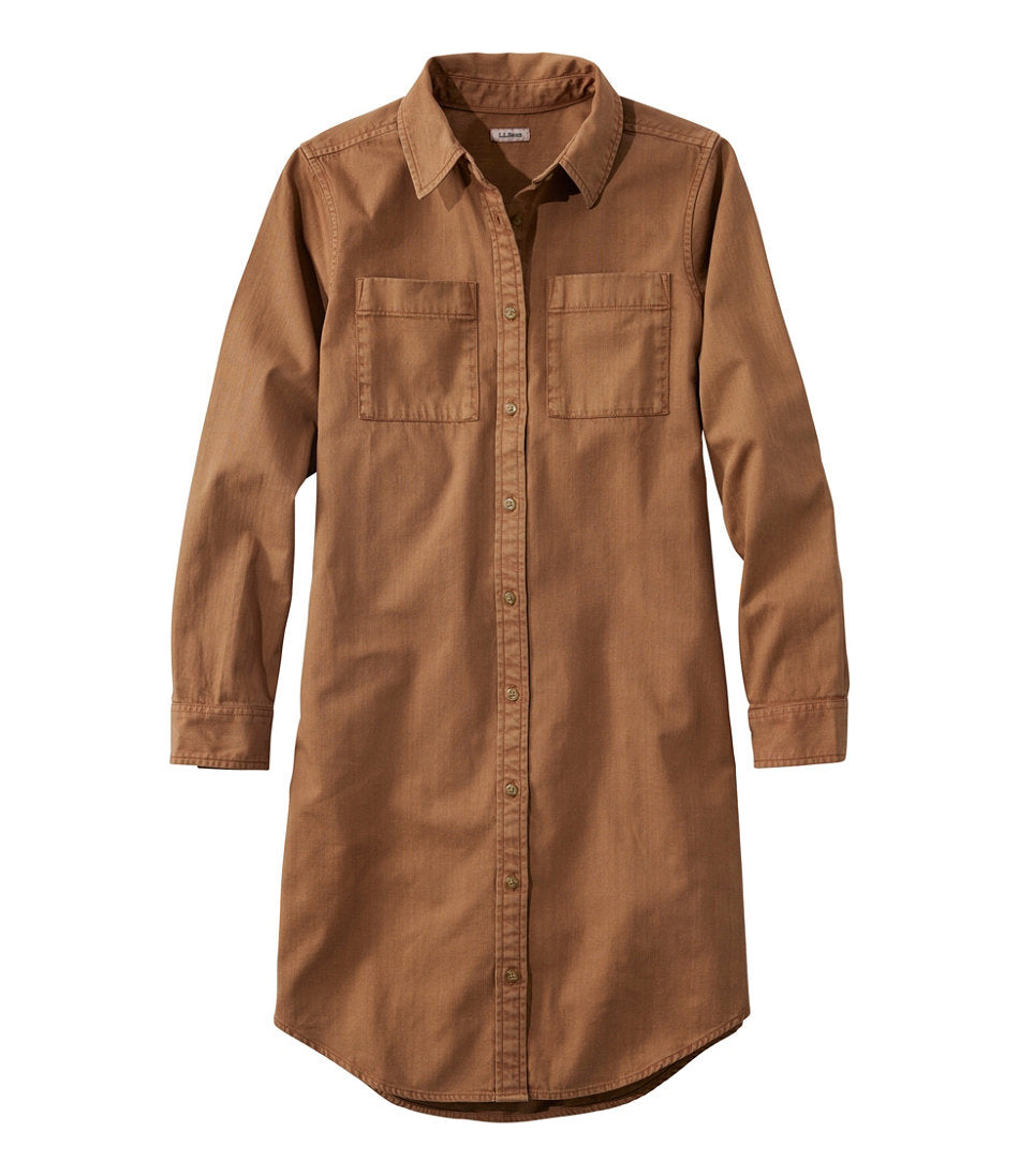 Women's L.L. Bean Heritage Washed Denim Shirt Dress Garment-Dye