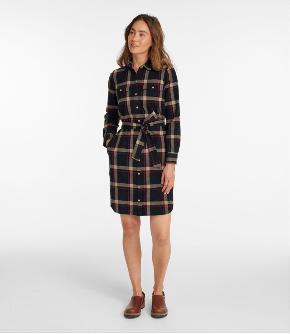 Button-Front Women's Signature Camp Flannel Shirt Dress