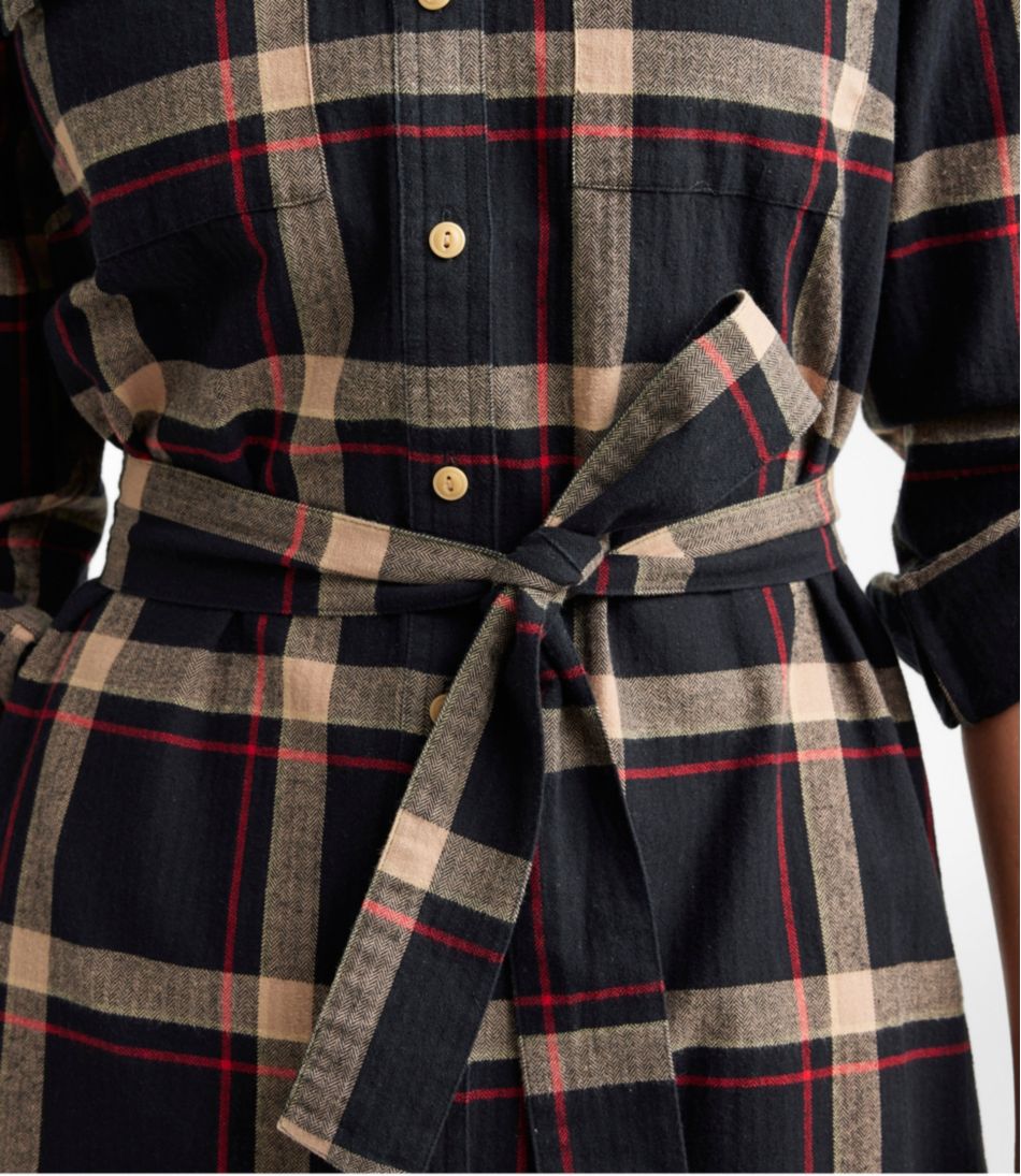 Button-Front Women's Signature Camp Flannel Shirt Dress