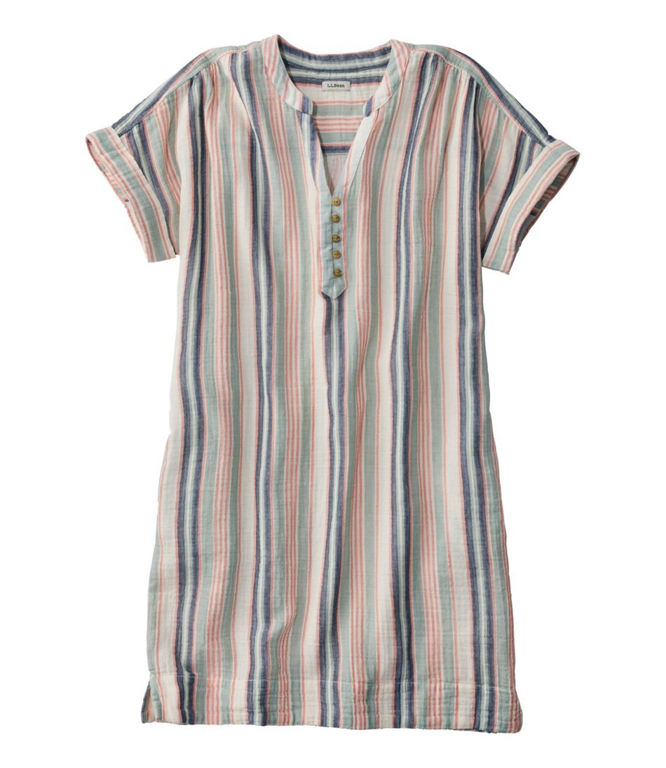 Women's Cloud Gauze Short-Sleeve Shift Dress Stripe
