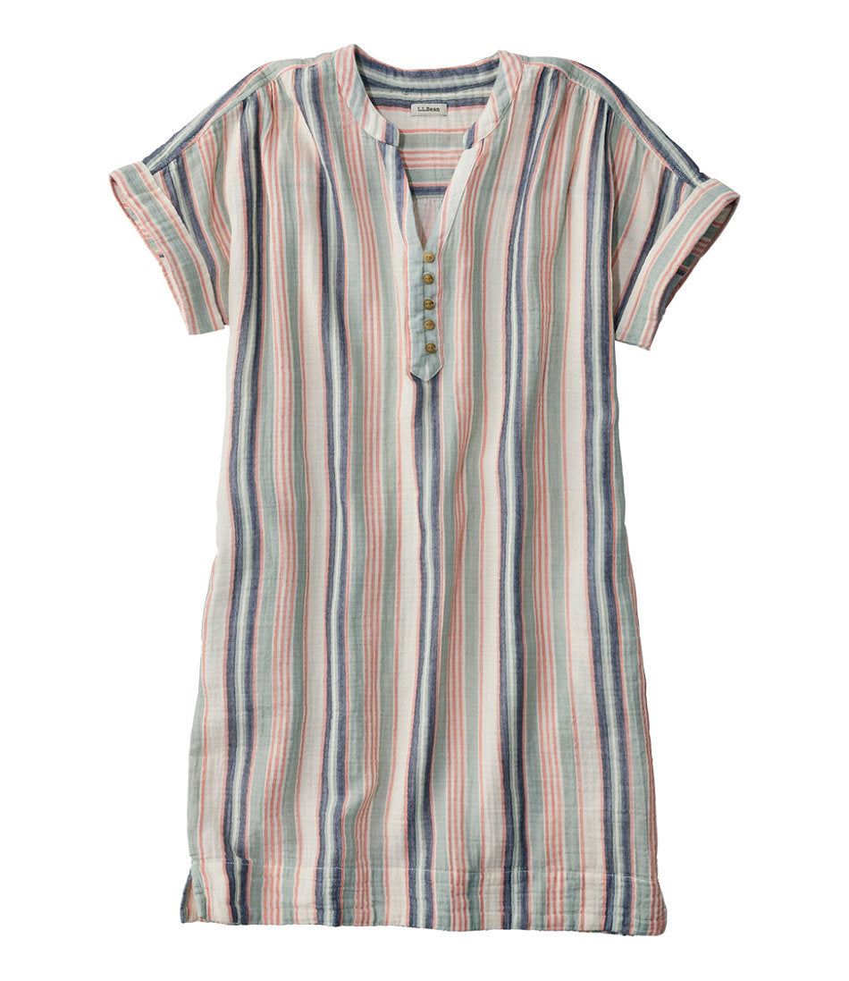 Women's Cloud Gauze Short-Sleeve Shift Dress Stripe