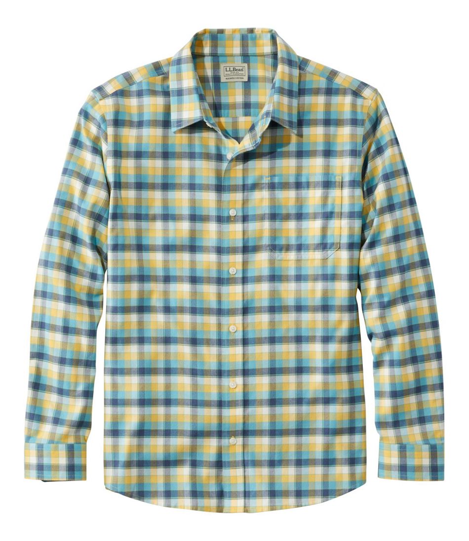 Men's Wrinkle-Free Ultrasoft Brushed Cotton Shirt Long-Sleeve Slightly Fitted Untucked Fit