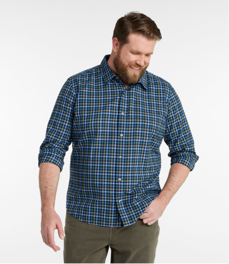 Men's Wrinkle-Free Ultrasoft Brushed Cotton Shirt Long-Sleeve Slightly Fitted Untucked Fit