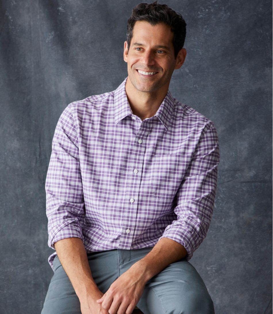 Men's Wrinkle-Free Ultrasoft Brushed Cotton Shirt, Long-Sleeve, Slightly Fitted Untucked Fit
