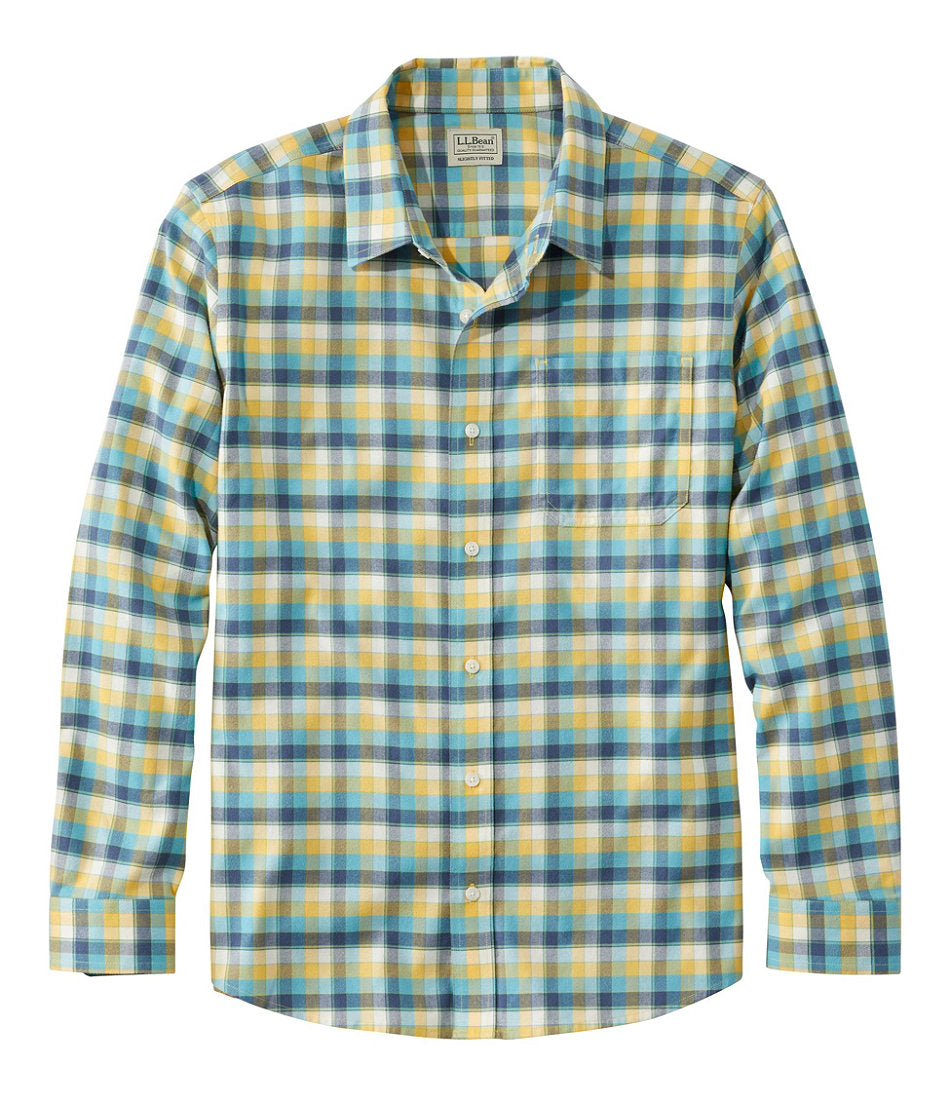 Men's Wrinkle-Free Ultrasoft Brushed Cotton Shirt Long-Sleeve Slightly Fitted Untucked Fit