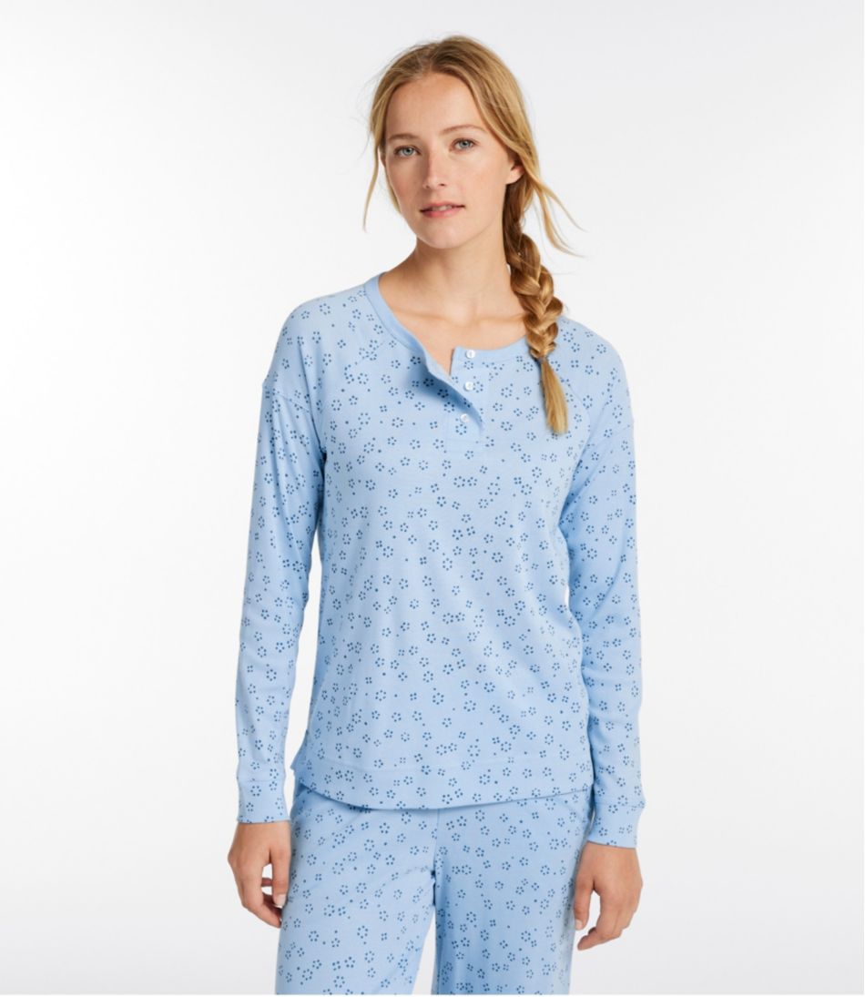 Long-Sleeve Henley Print Women's Restorative Sleepwear