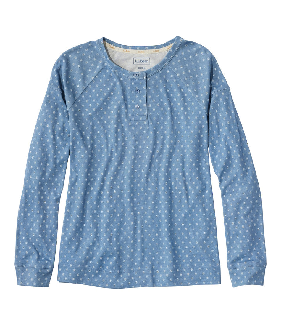 Long-Sleeve Henley Print Women's Restorative Sleepwear