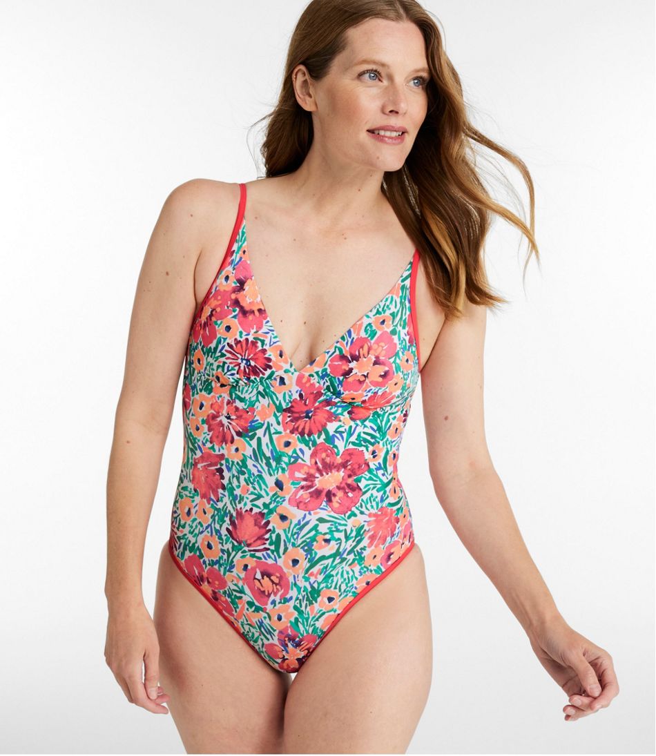 Women's Coastal Essentials Swimwear V-Neck Tanksuit Print