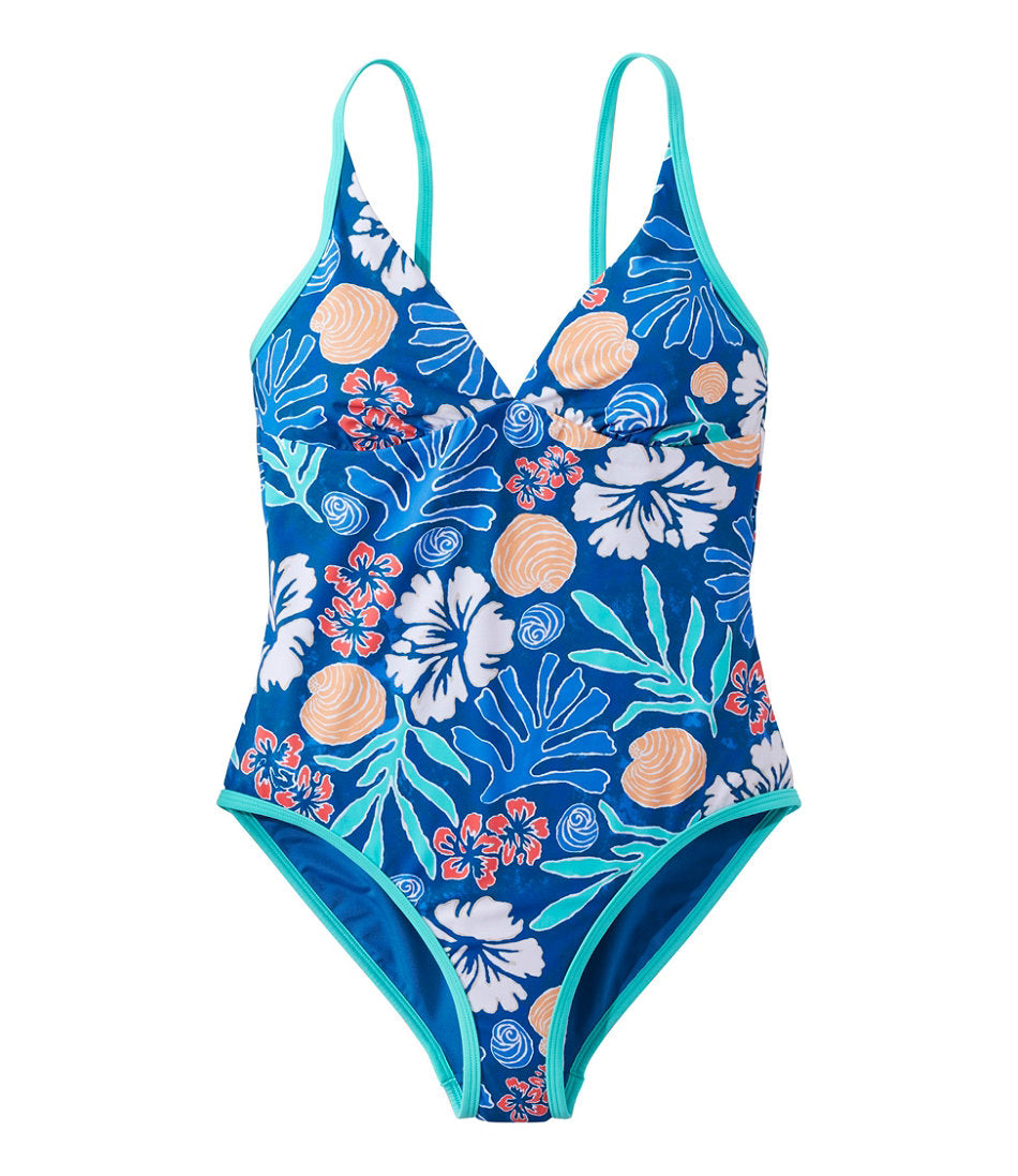 Women's Coastal Essentials Swimwear V-Neck Tanksuit Print