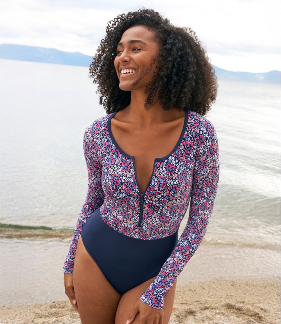 Women's Coastal Essentials Swimwear Long-Sleeve Tanksuit Print