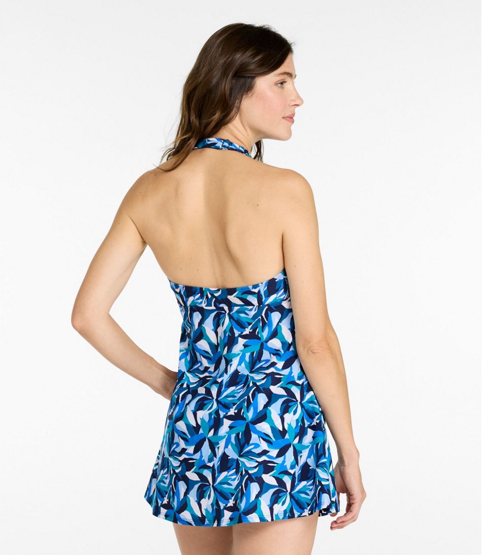 Clasp Halter Dress Print Women's Shaping Swimwear
