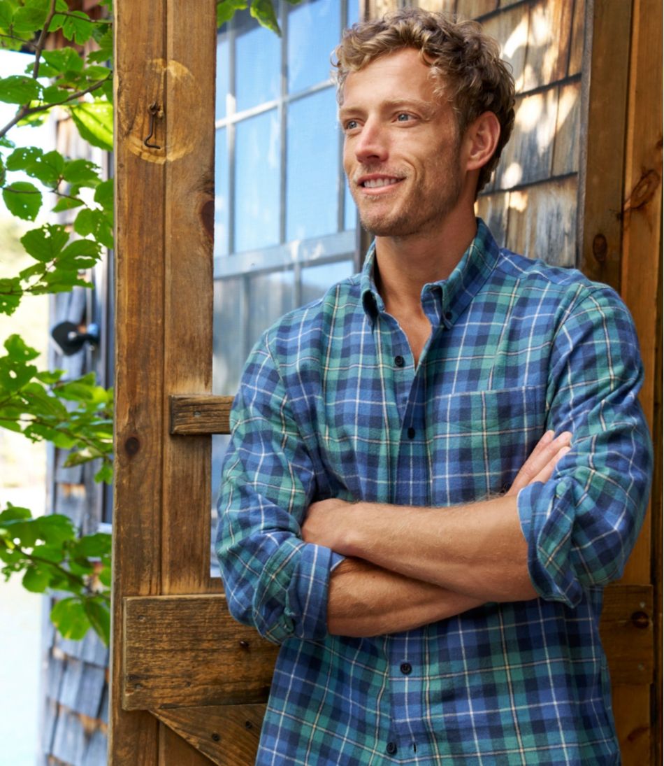 Men's Scotch Plaid Flannel Shirt Traditional Fit