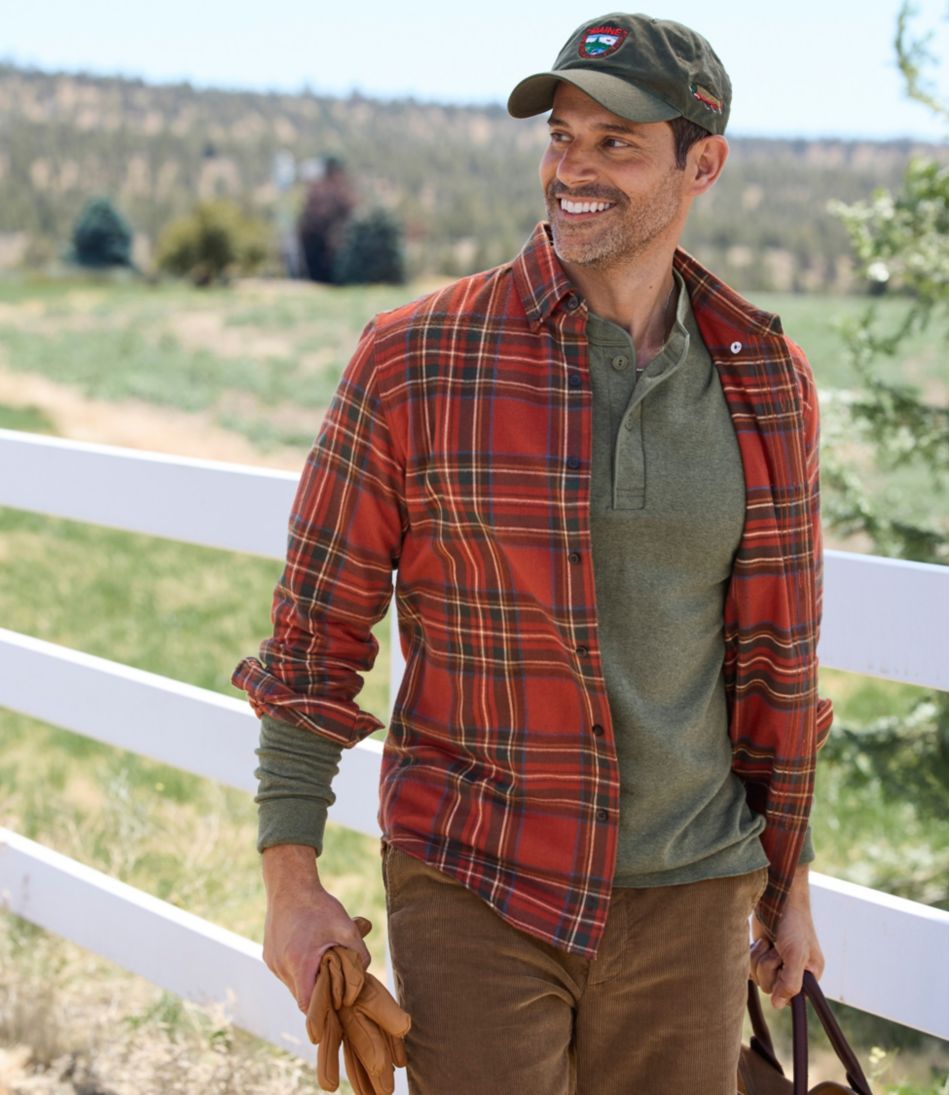 Men's Scotch Plaid Flannel Shirt, Slightly Fitted