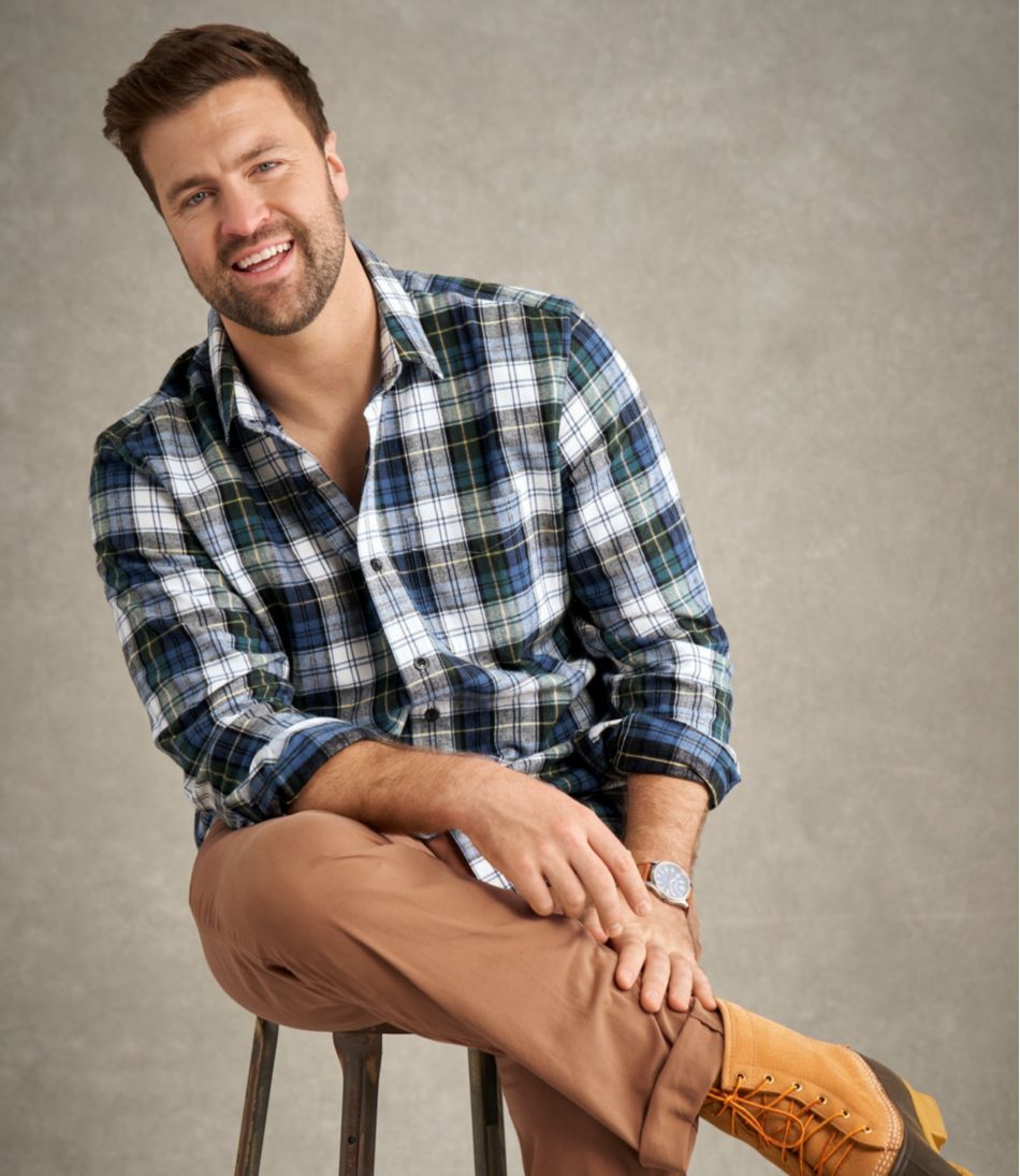 Men's Scotch Plaid Flannel Shirt, Slightly Fitted