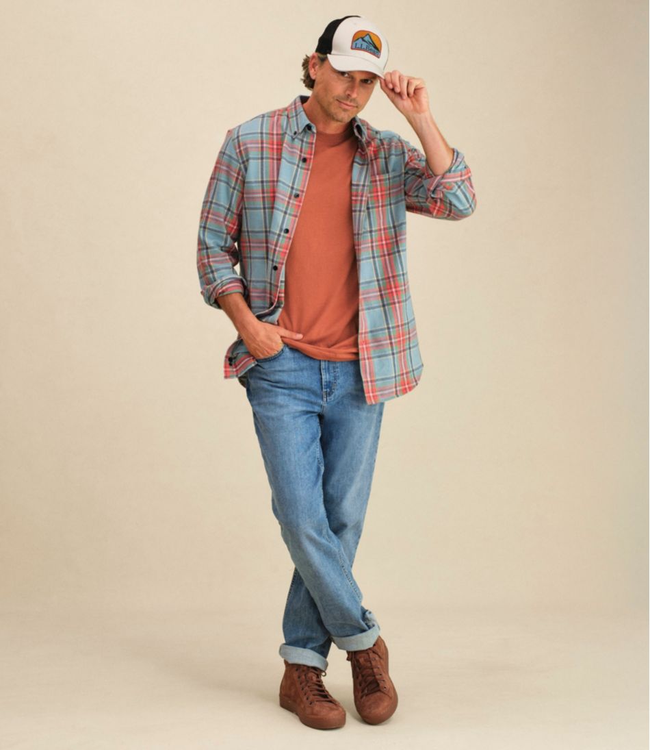 Men's Scotch Plaid Flannel Shirt, Slightly Fitted