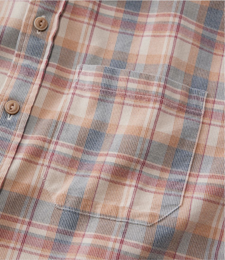 Men's Sunwashed Corduroy Shirt Slightly Fitted Untucked Fit Plaid