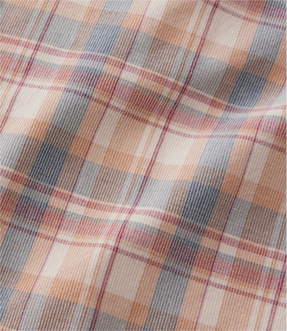 Men's Sunwashed Corduroy Shirt, Slightly Fitted Untucked Fit, Plaid