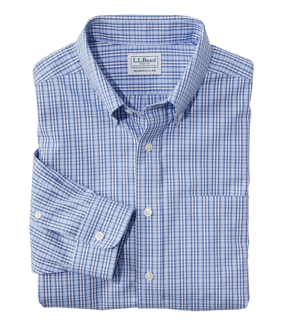 Men's Wrinkle-Free Pinpoint Oxford Cloth Shirt Traditional Fit Tattersall