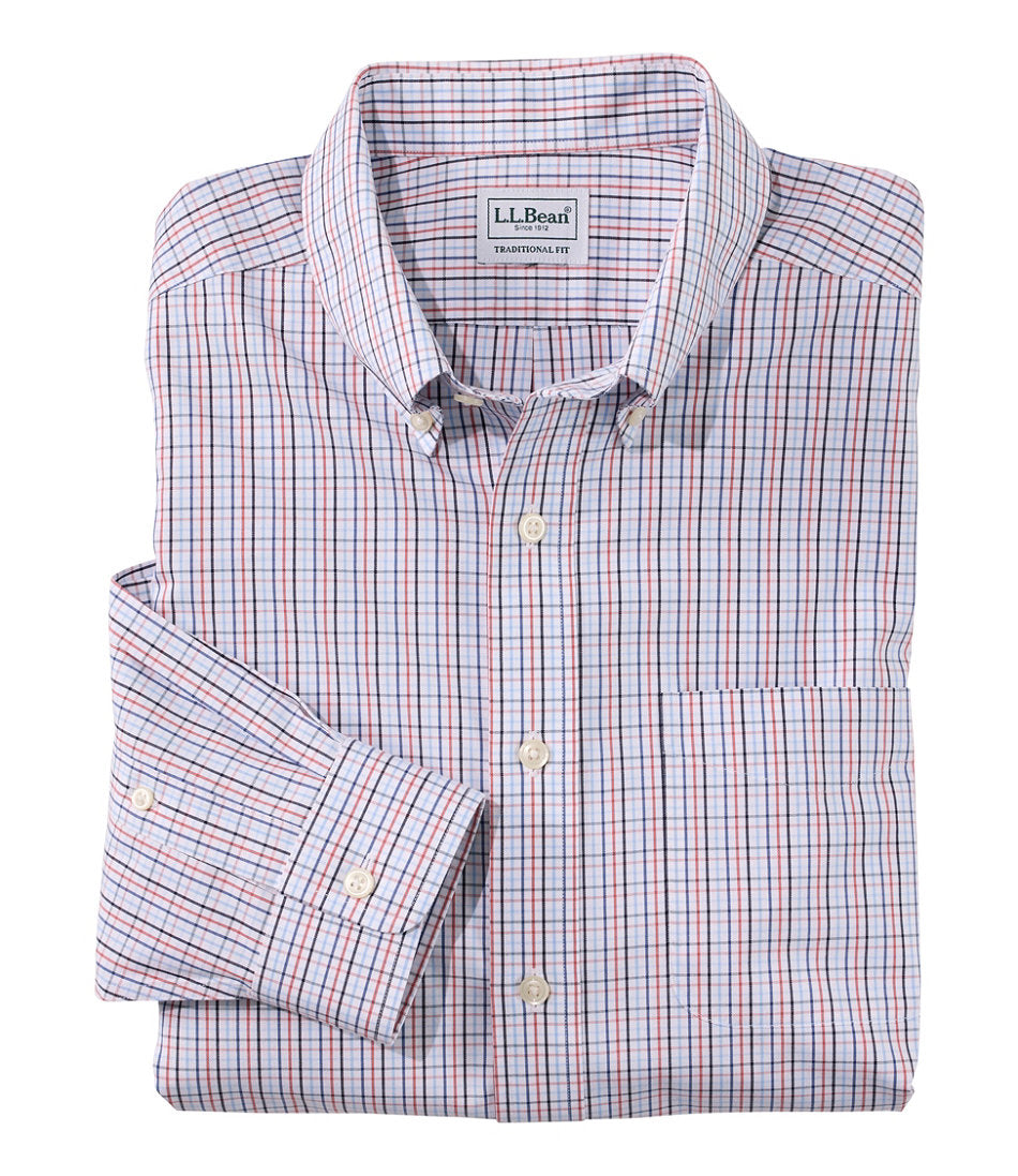 Men's Wrinkle-Free Pinpoint Oxford Cloth Shirt Traditional Fit Tattersall