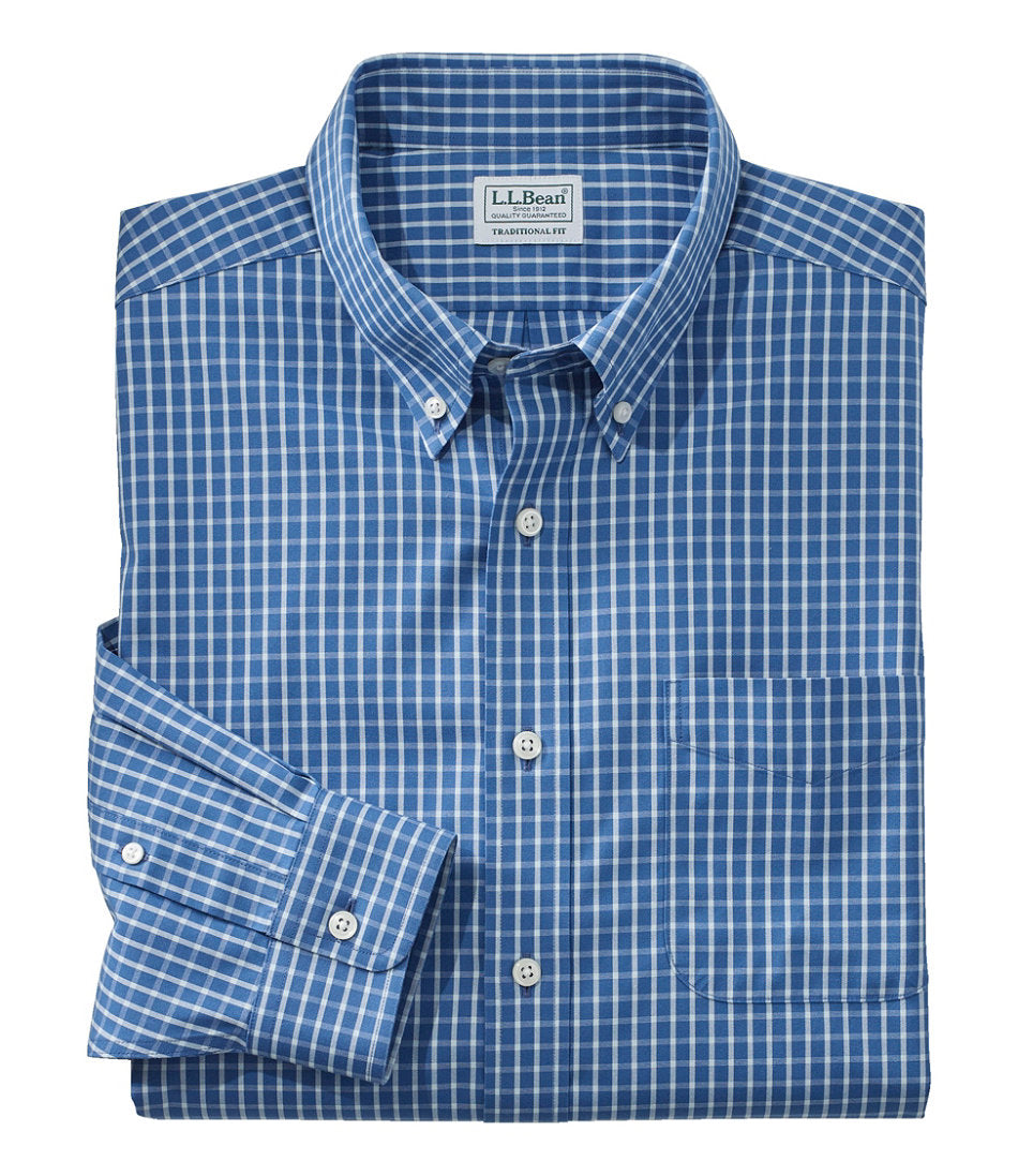 Men's Wrinkle-Free Pinpoint Oxford Cloth Shirt Traditional Fit Tattersall