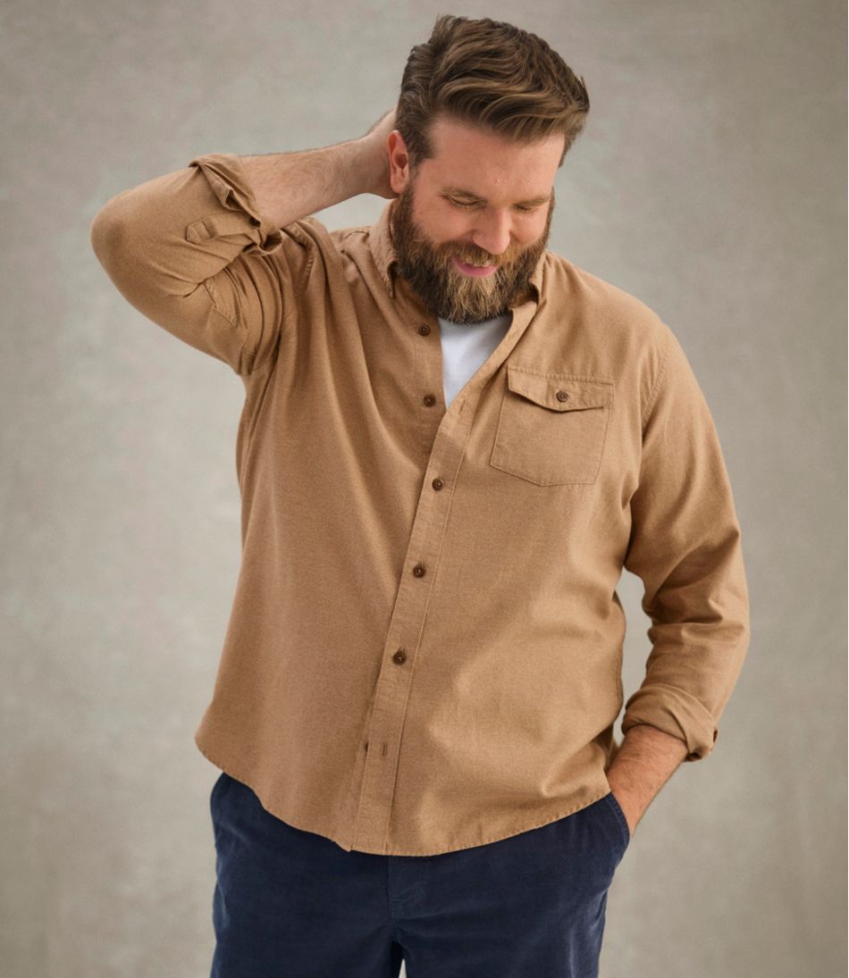 Men's Brushed Jaspé Twill Shirt Traditional Untucked Fit