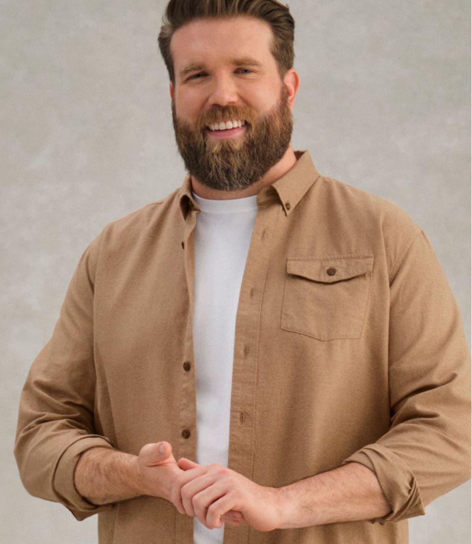 Men's Brushed Jaspé Twill Shirt Traditional Untucked Fit