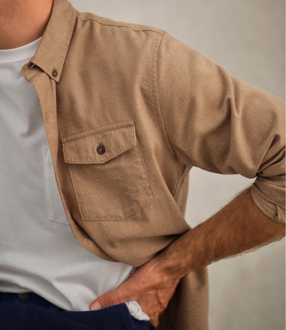 Men's Brushed Jaspé Twill Shirt Traditional Untucked Fit