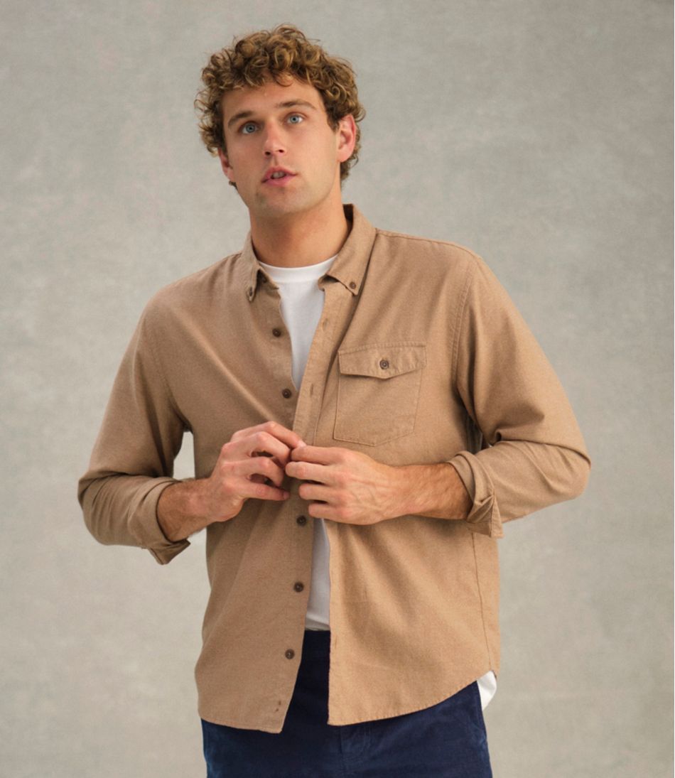 Men's Brushed Jaspé Twill Shirt Traditional Untucked Fit